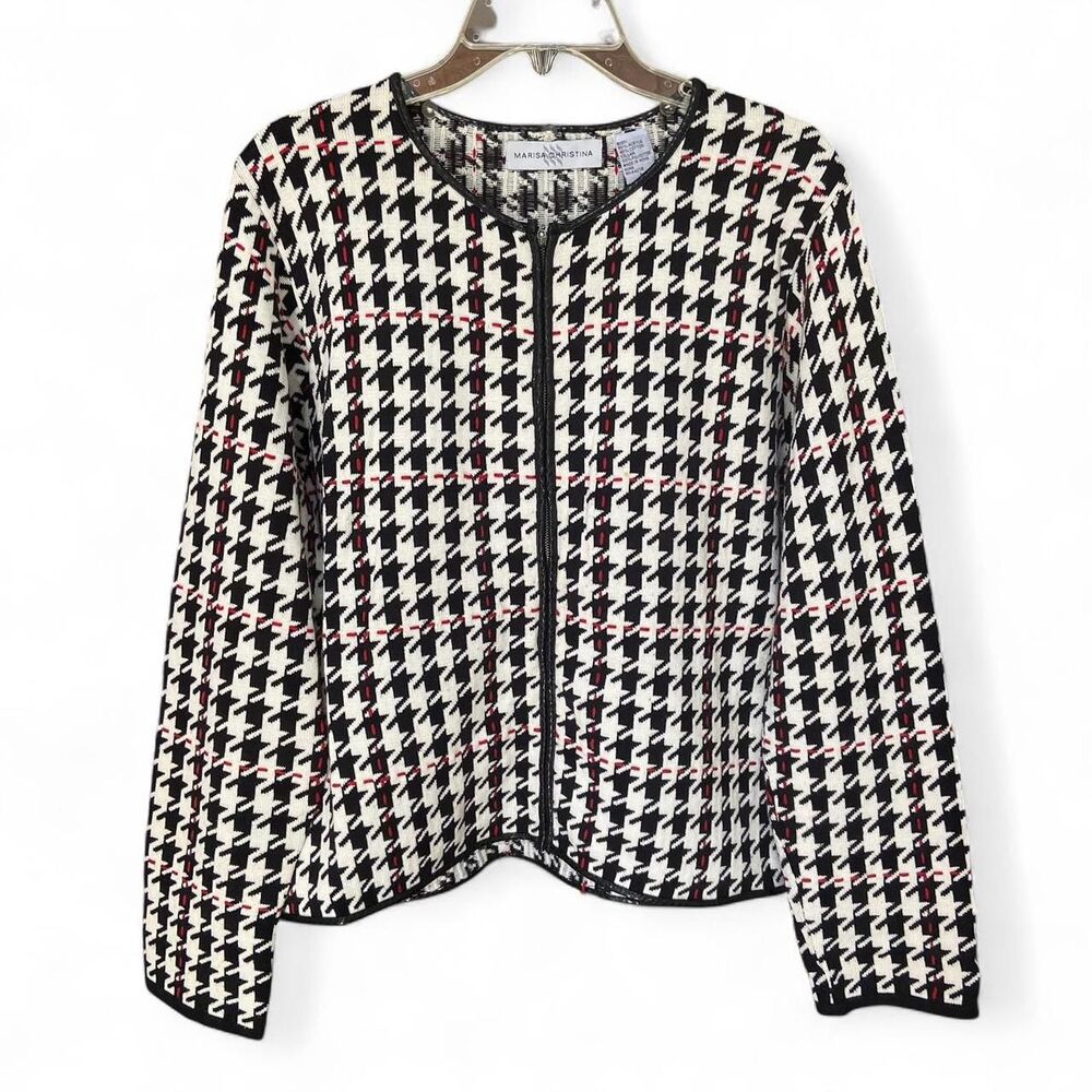 Marisa Christina black and white houndstooth jacket size L